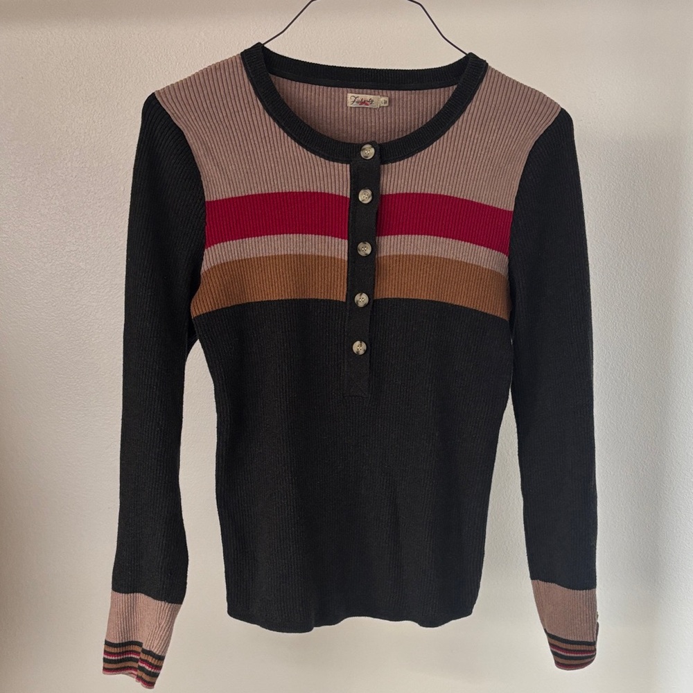 Faherty Mikki Organic Cotton & Cashmere Henley Sweater